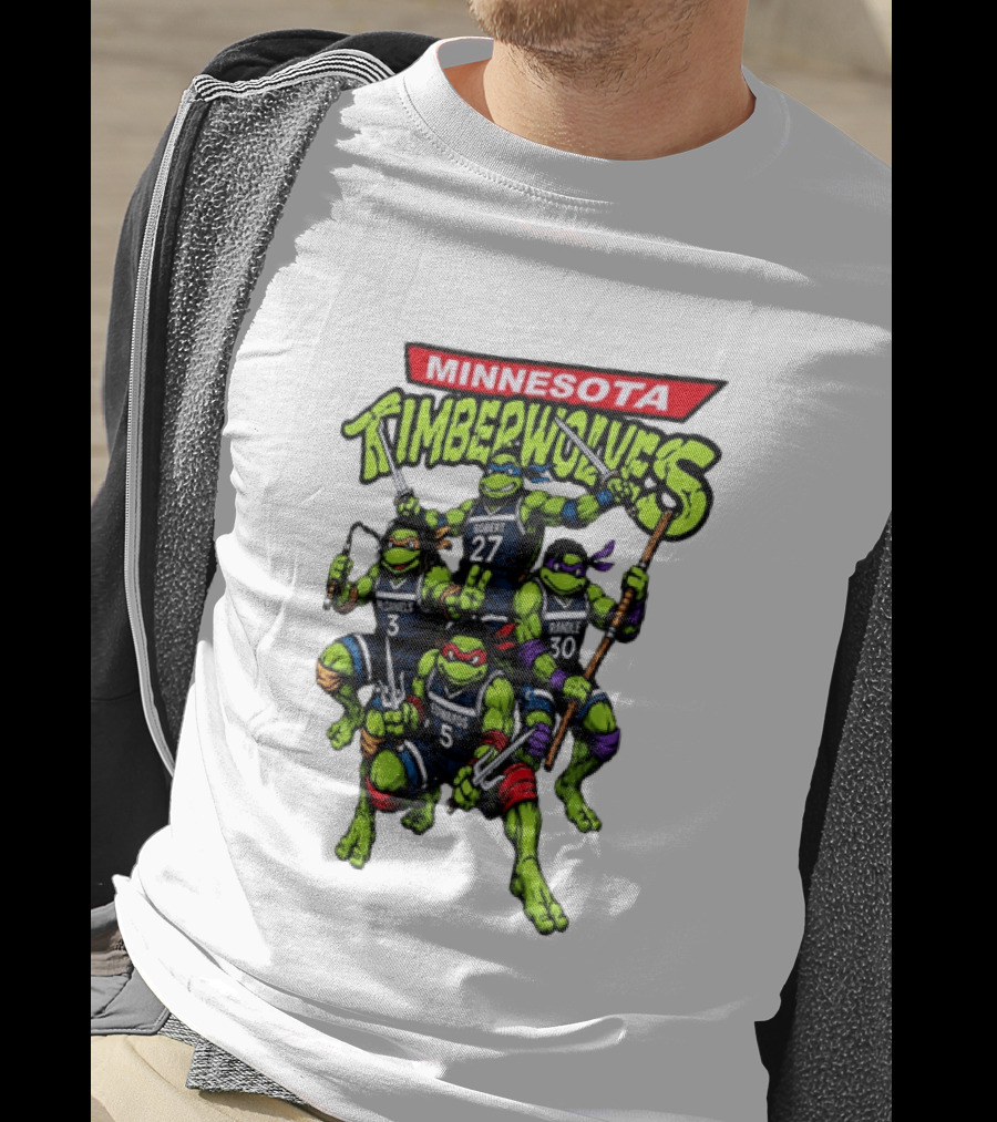 Minnesota Timberwolves Ninja Turtles Crossover Edwards Gobert Randle McDaniels T-Shirt