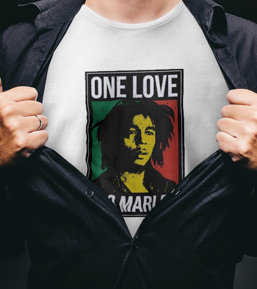 One Love Bob Marley Reggae Rastafarian Tricolor T-Shirt
