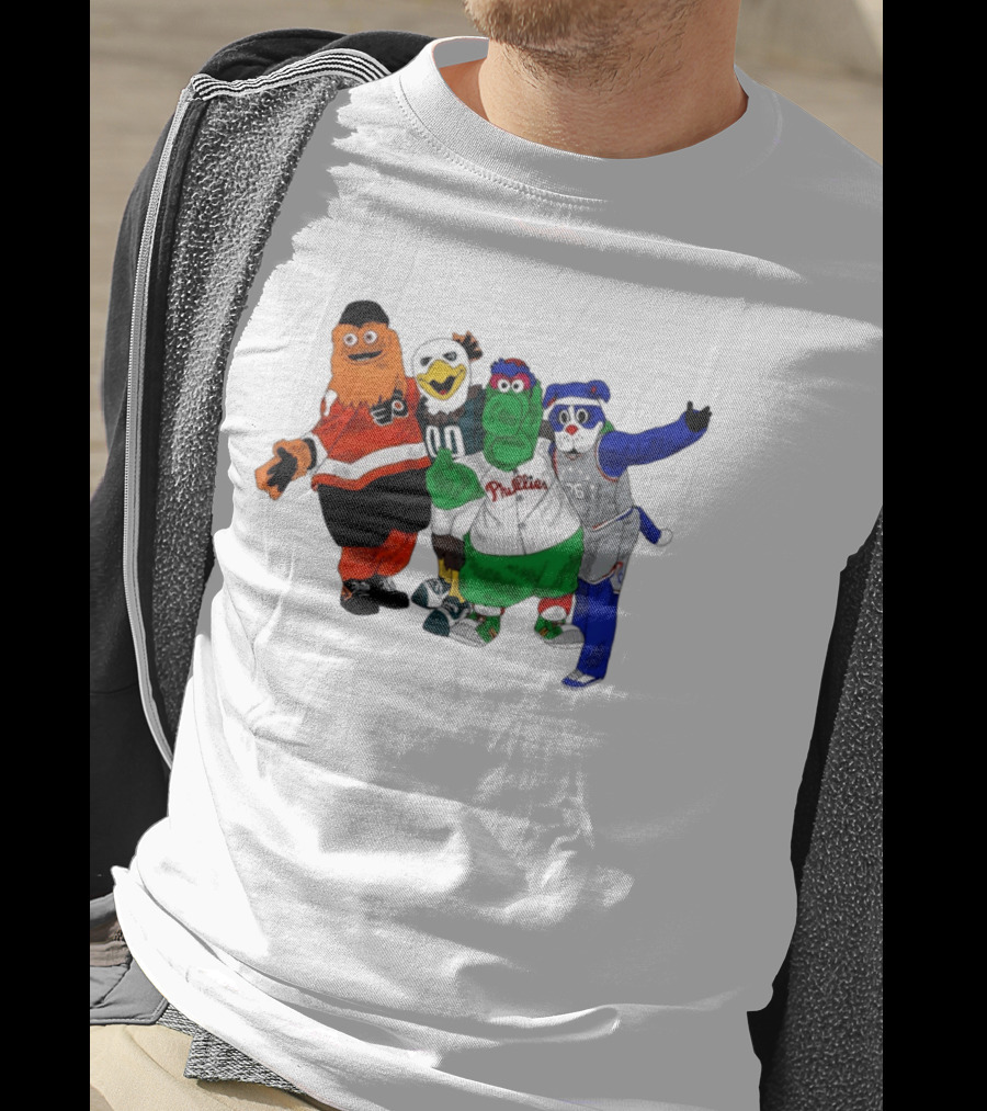 Philly Mascots Gritty Swoop Phanatic Franklin 2026 Sports Characters T-Shirt