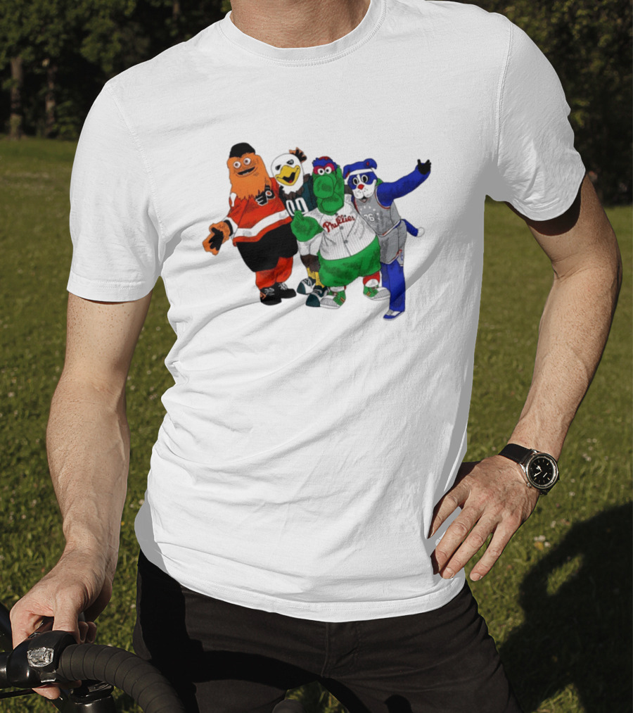 Philly Mascots Gritty Swoop Phanatic Franklin 2026 Sports Characters T-Shirt
