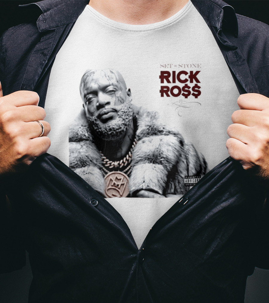 Rick Ross Set In Stone Album Cover Maybach Music Group Parental Advisory T-Shirt
