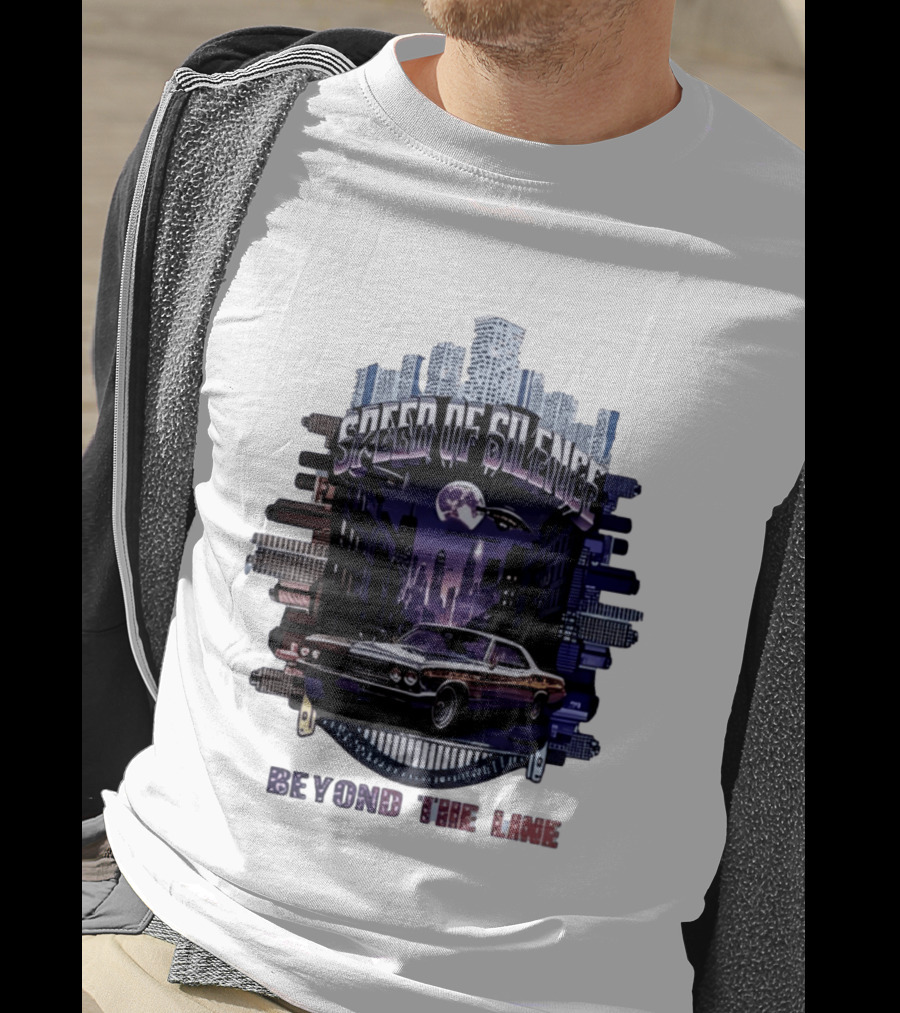 Speed Of Silence Cityscape Classic Car Moonlight Beyond The Line T-Shirt