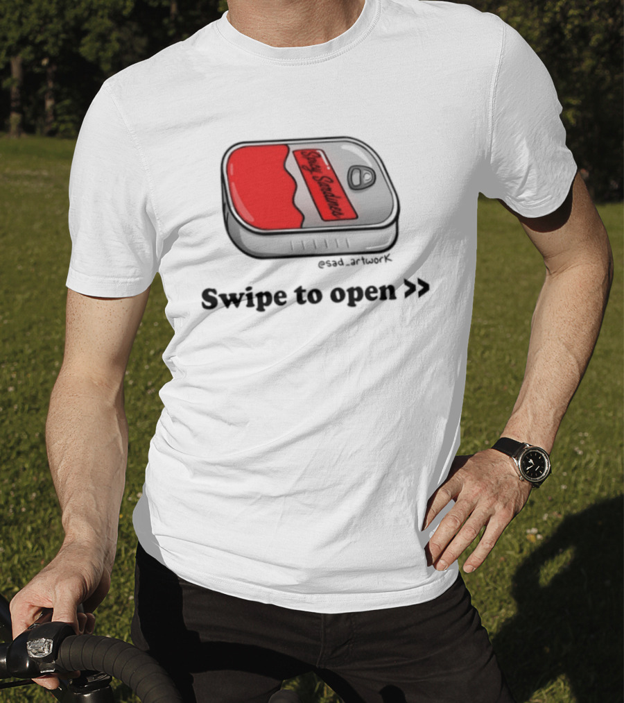 Spicy Sardines Swipe To Open Can Print T-Shirt