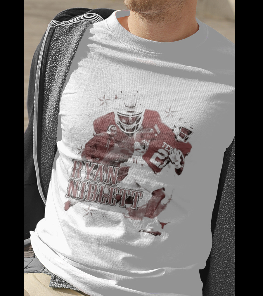 Texas Longhorns NCAA Football Ryan Niblett Collage Stars And Athlete Number T-Shirt