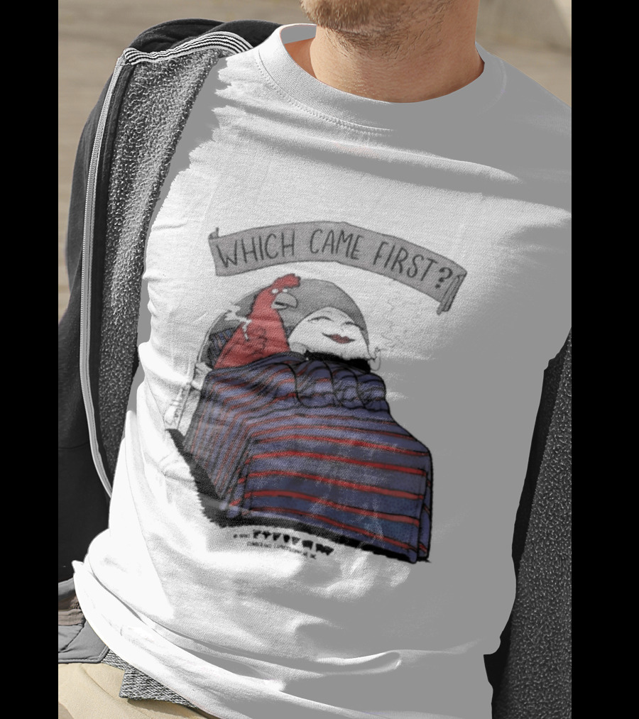 Which Came First The Chicken Or The Egg Striped Bed Scene T-Shirt