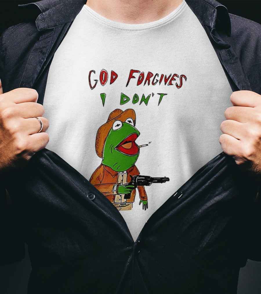 Yeehaw Kermit God Forgives I Don't Cowboy Humor T-Shirt