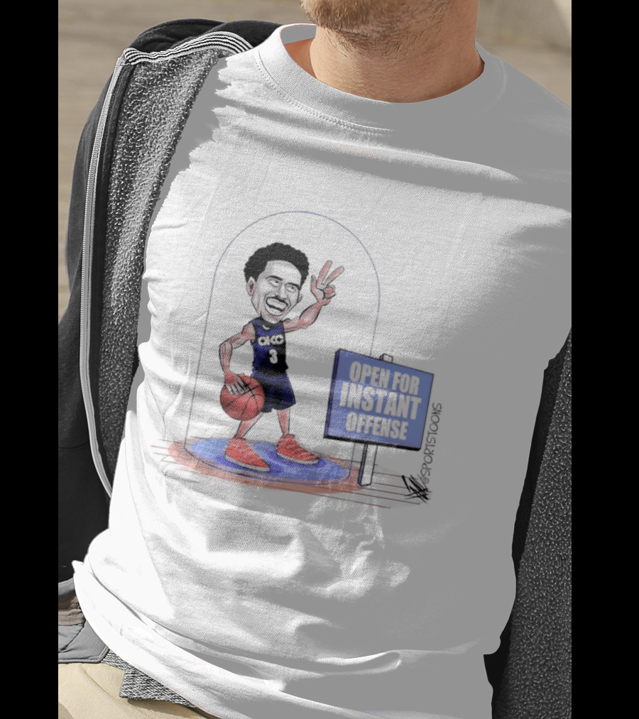Jared McCain Number 3 Peace Sign Basketball Open For Instant Offense T-Shirt