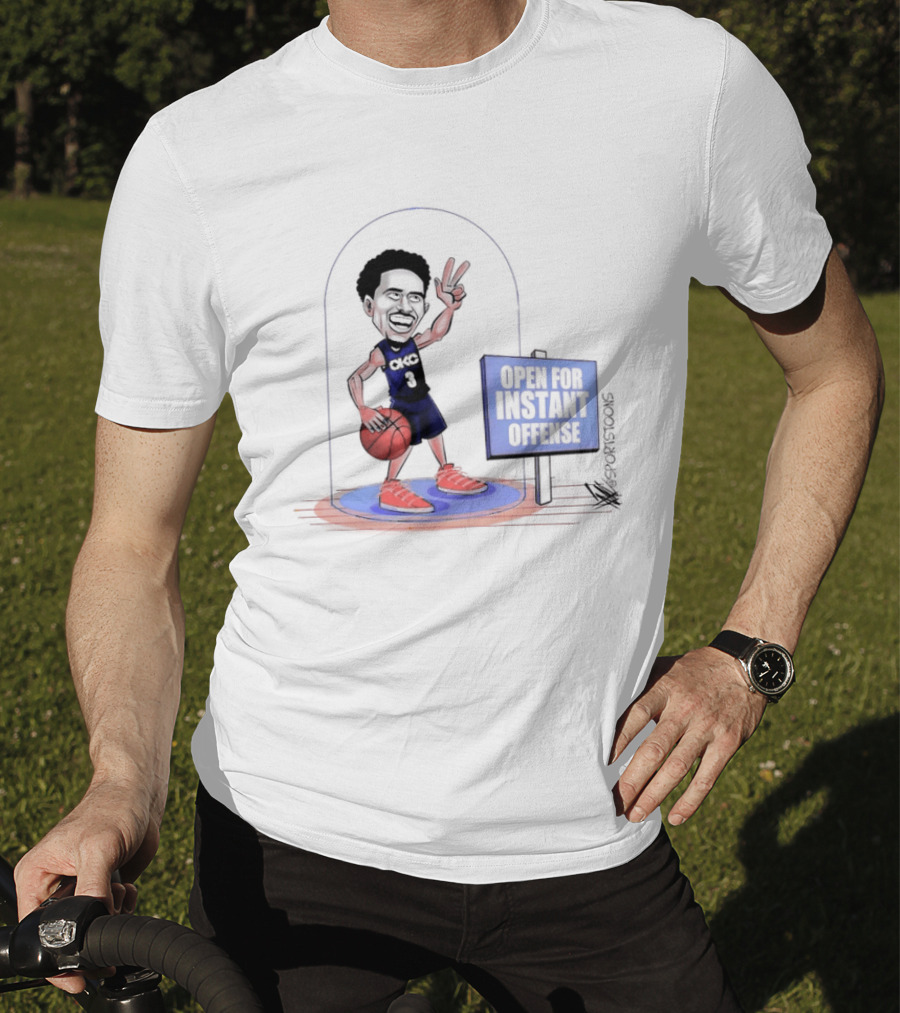 Jared McCain Number 3 Peace Sign Basketball Open For Instant Offense T-Shirt