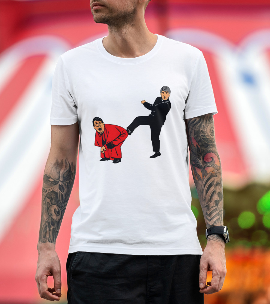 Kicking Random Man Up The Arse Funny Comic Scene T-Shirt