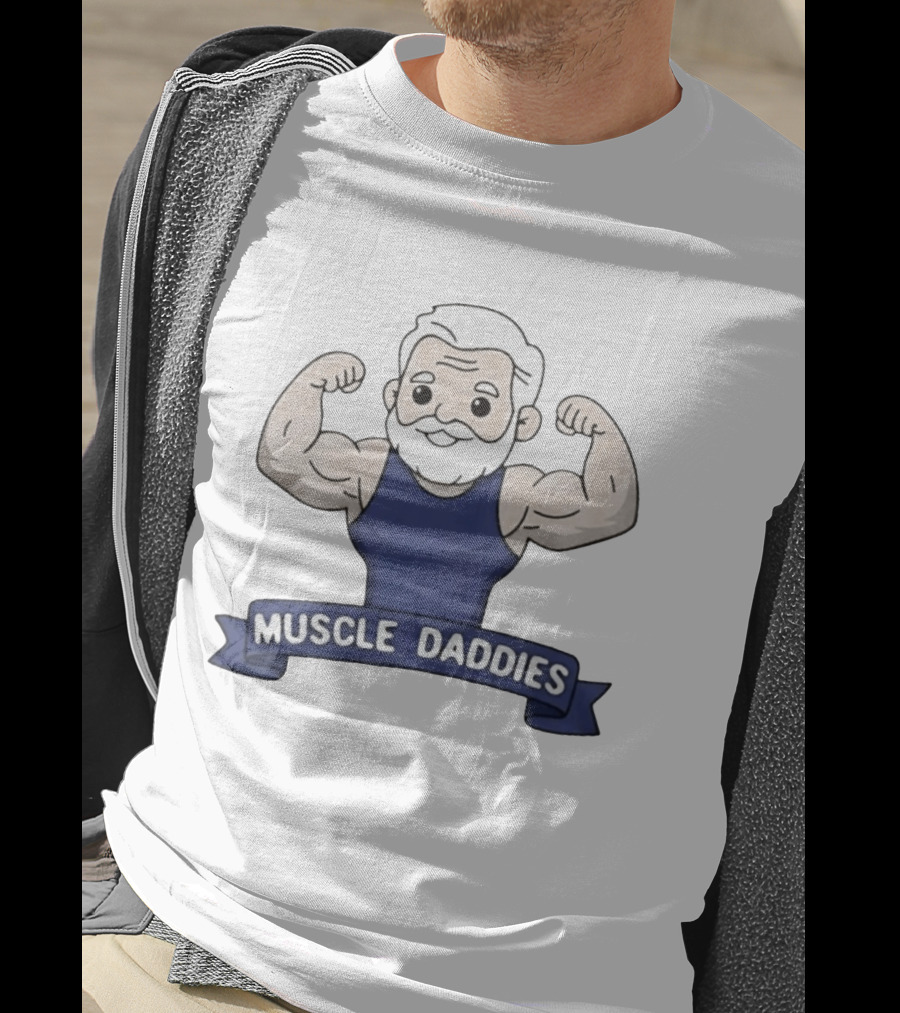Muscle Daddies Muscular Cartoon Old Man Flexing T-Shirt