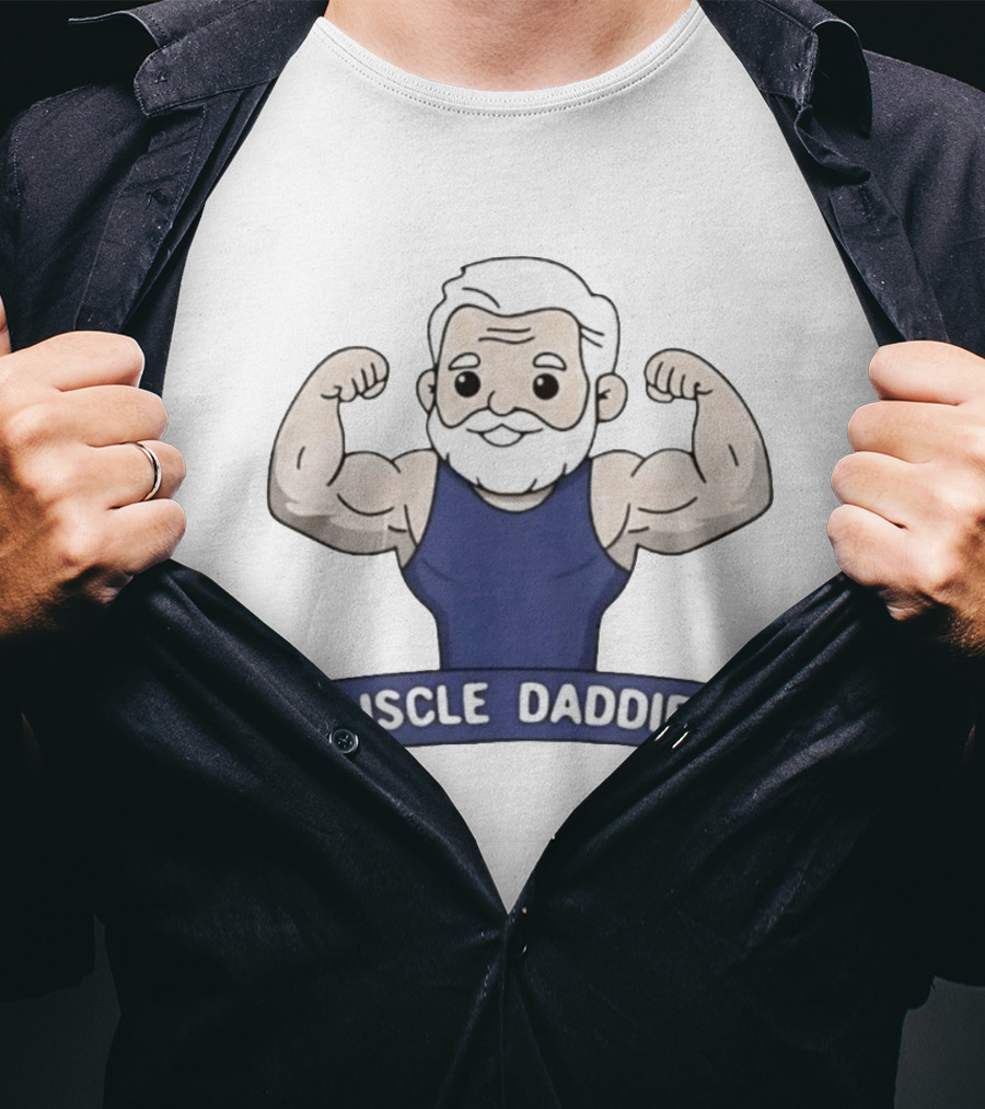 Muscle Daddies Muscular Cartoon Old Man Flexing T-Shirt