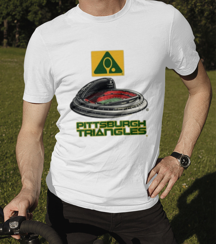 Pittsburgh Triangles Tennis Stadium With Tennis Racket T-Shirt
