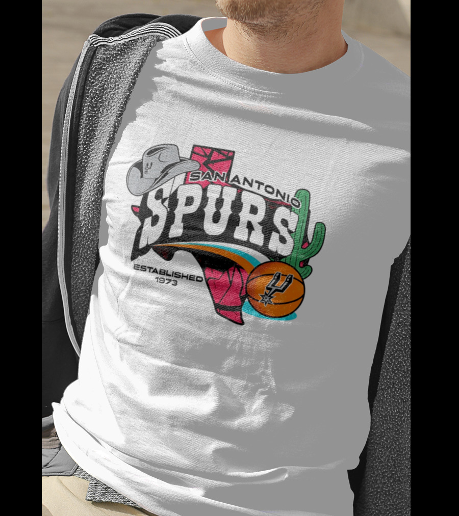 San Antonio Spurs 1973 Cactus Texas Basketball Cowboy Hat T-Shirt