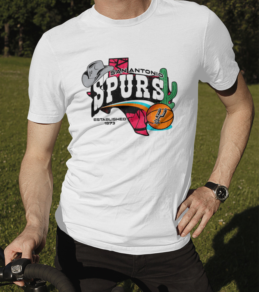 San Antonio Spurs 1973 Cactus Texas Basketball Cowboy Hat T-Shirt