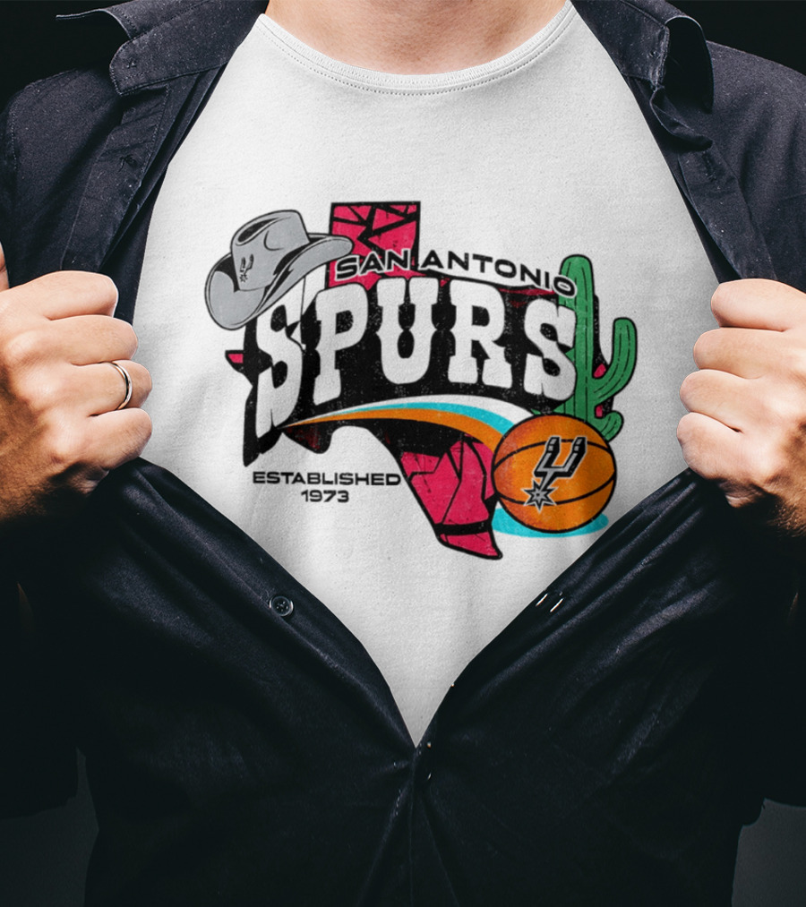 San Antonio Spurs 1973 Cactus Texas Basketball Cowboy Hat T-Shirt