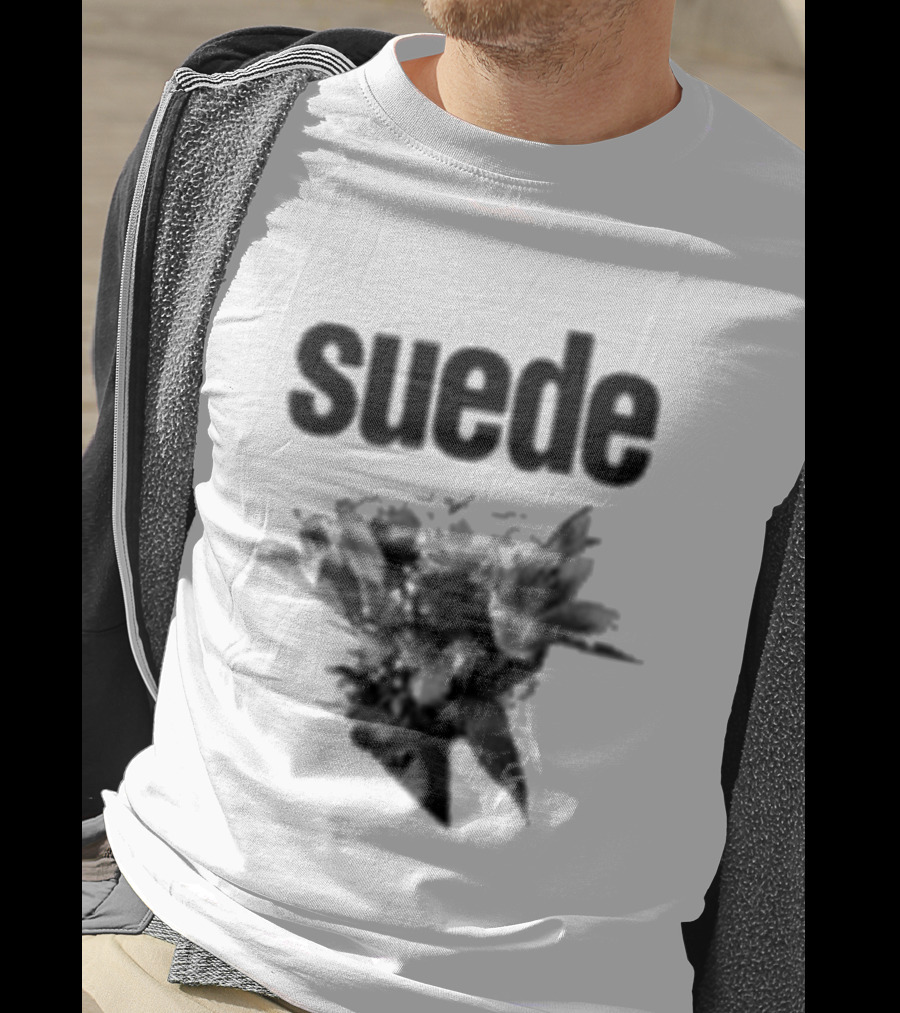 Suede Disintegrate Black And White Floral Explosion T-Shirt
