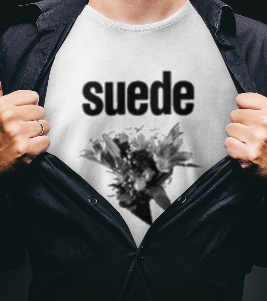 Suede Disintegrate Black And White Floral Explosion T-Shirt