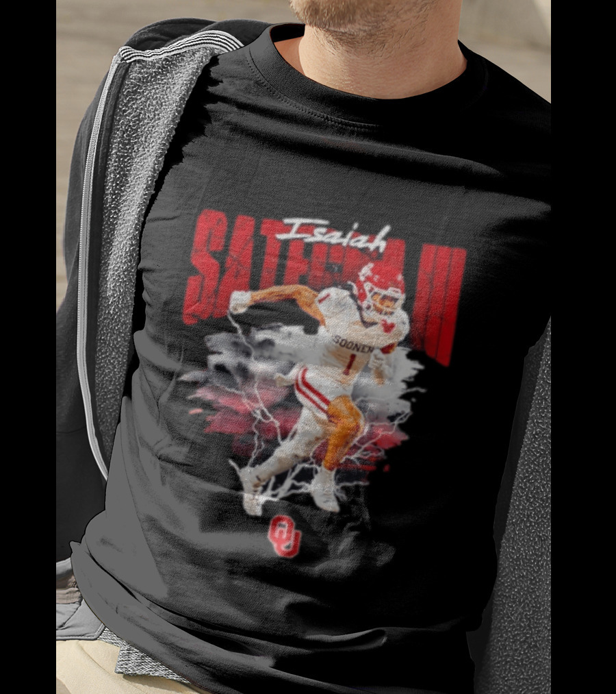 Oklahoma Sooners Isaiah Sategna III Lightning Burst Action T-Shirt