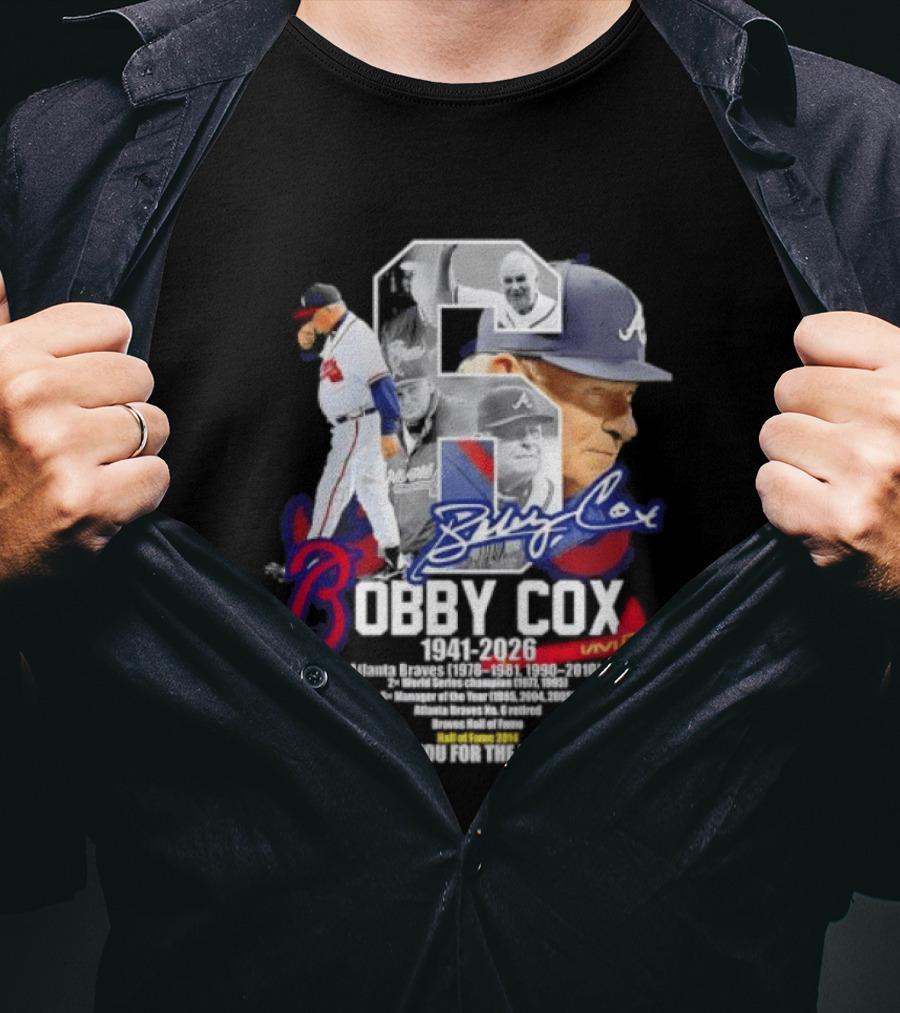 Bobby Cox Atlanta Braves Manager 1941 2026 Thank You For The Memories T-Shirt