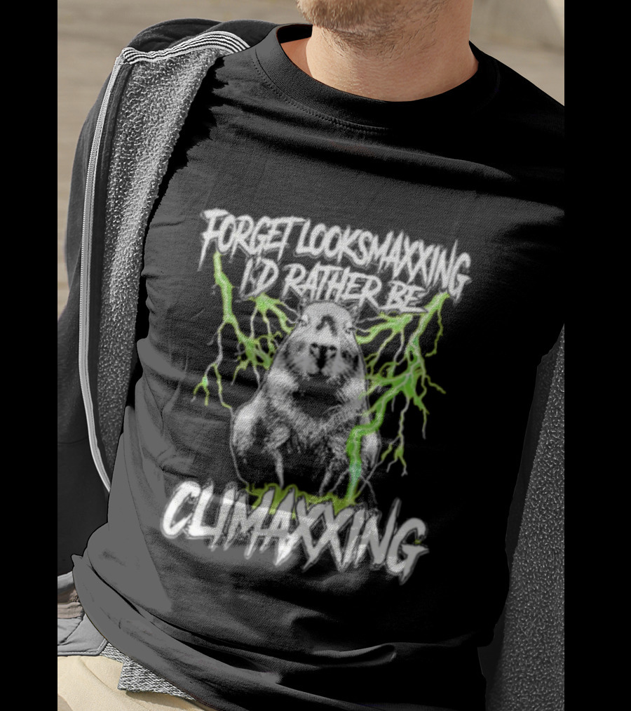 Forget Looksmaxxing I'd Rather Be Climaxxing Capybara With Lightning Electric T-Shirt