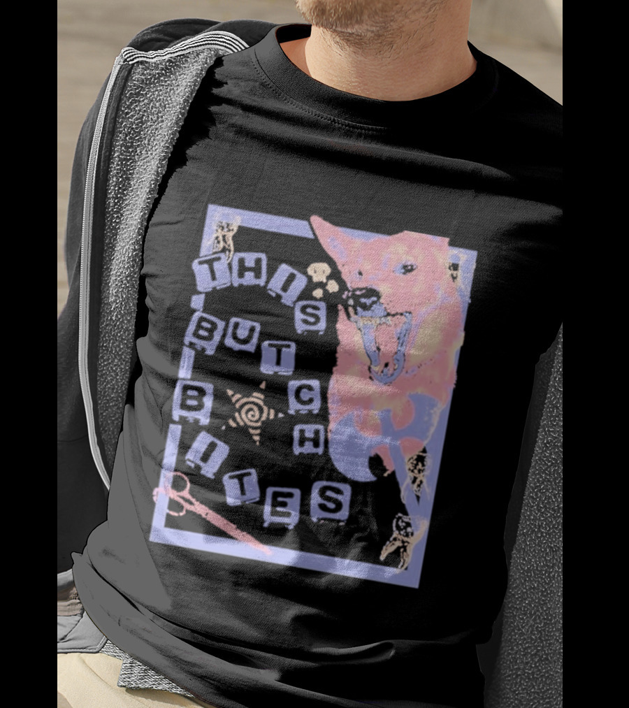 This Butch Bites Dog Retro Vibe Scissors And Blocks T-Shirt
