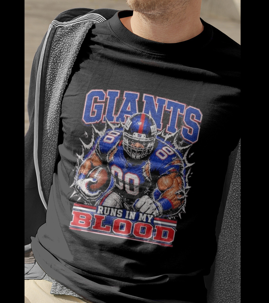 Giants Runs In My Blood Football Player Power And Passion T-Shirt