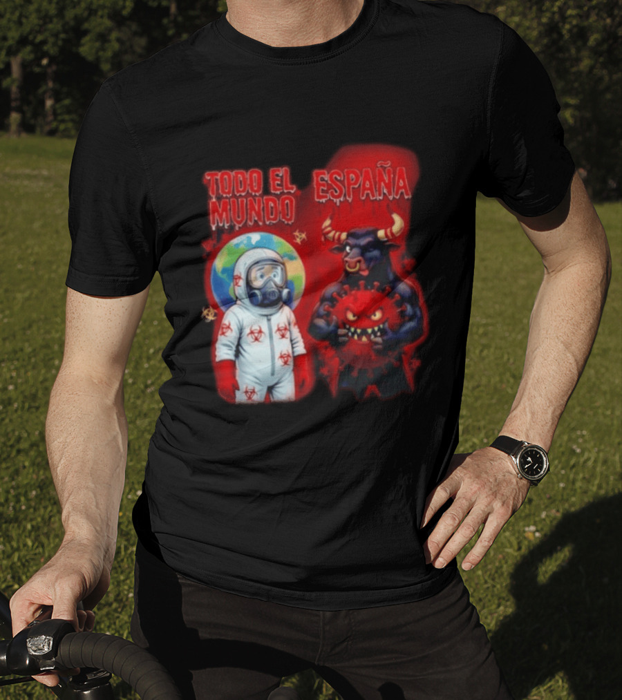 Todo El Mundo España Hantavirus 2026 Hazmat Bull And Virus T-Shirt