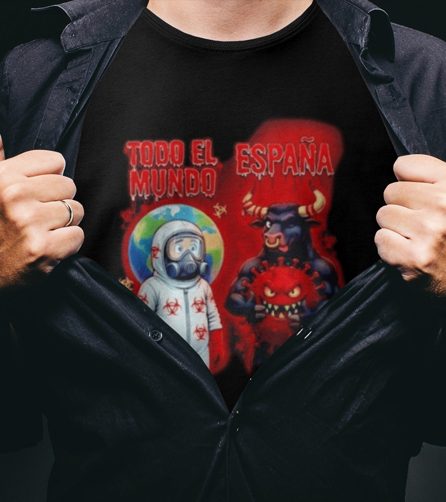 Todo El Mundo España Hantavirus 2026 Hazmat Bull And Virus T-Shirt