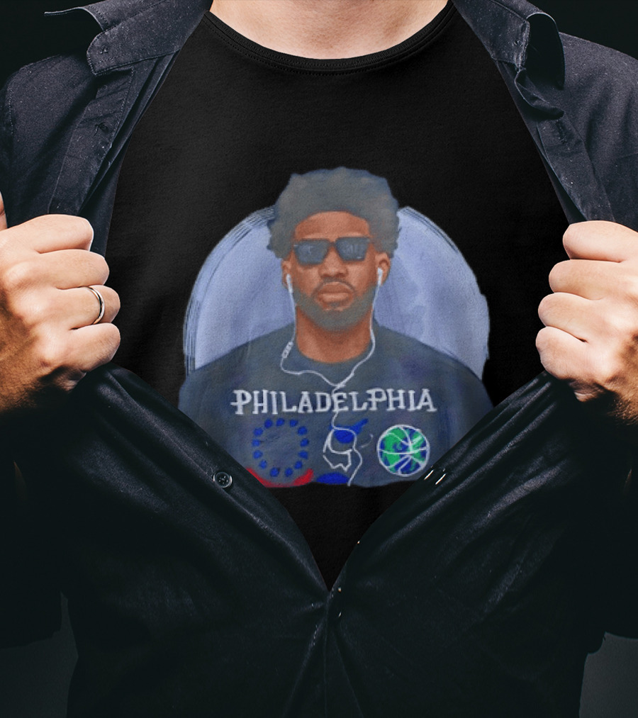 Philadelphia 76ers Joel Embiid Wearing Glasses NBA Basketball 2026 T-Shirt