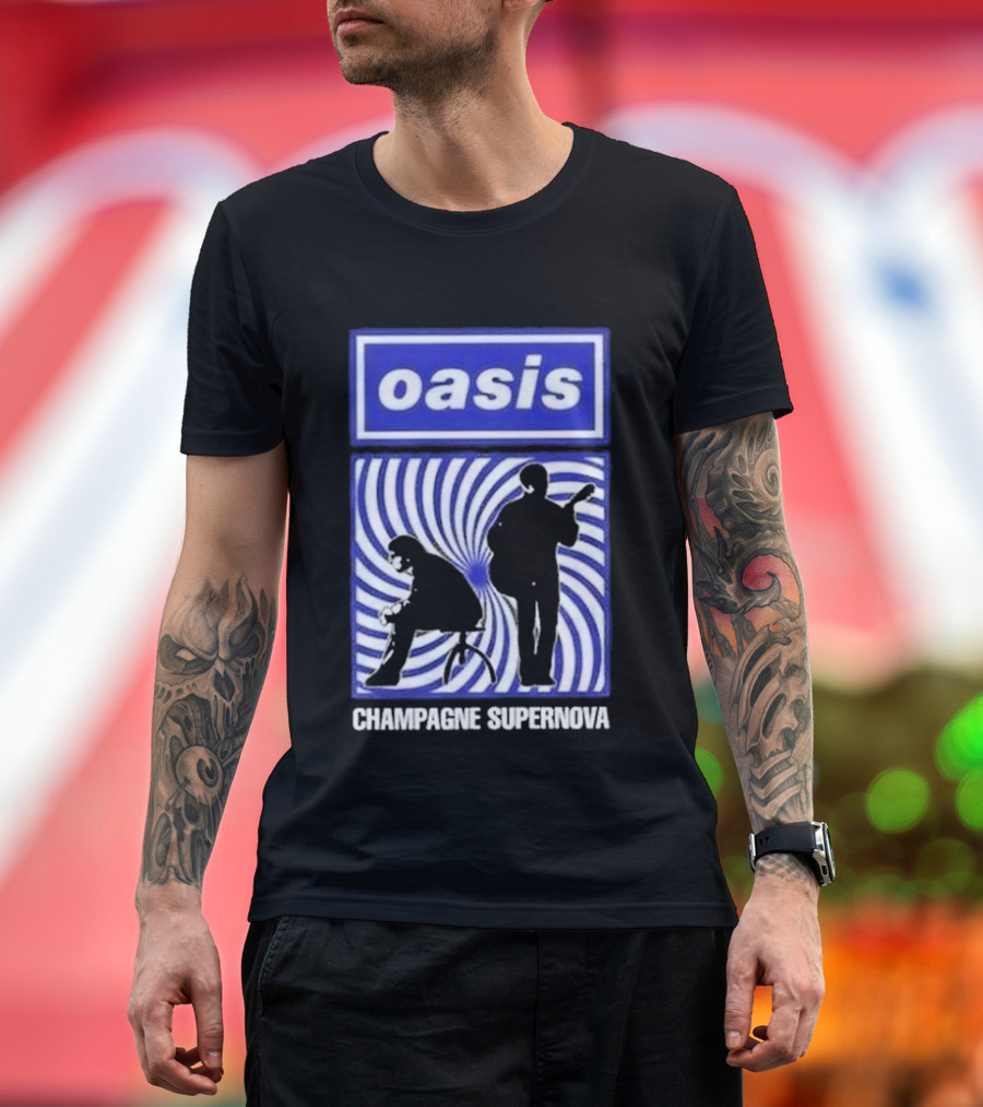 Oasis Champagne Supernova Band Silhouette Spiral T-Shirt