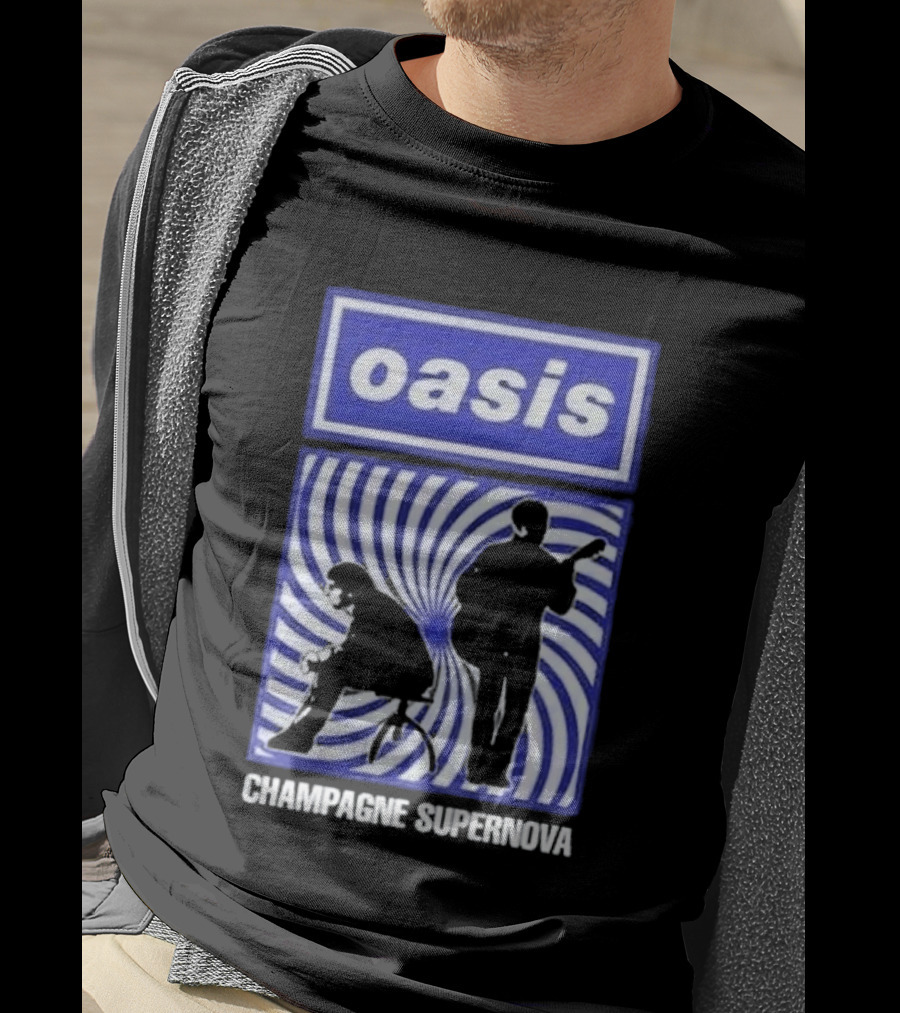 Oasis Champagne Supernova Band Silhouette Spiral T-Shirt