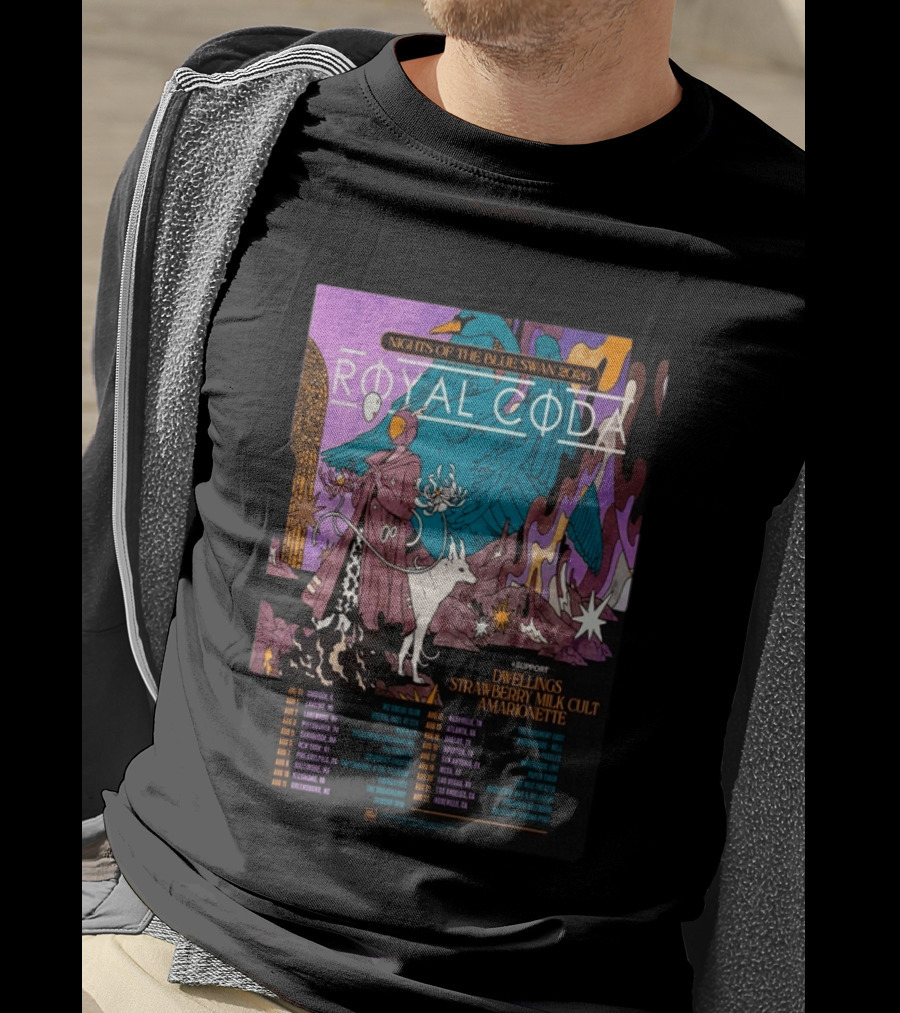 Nights Of The Blue Swan 2026 Royal Coda Tour Dates Dwelling Strawberry Milk Cult Amarionette T-Shirt
