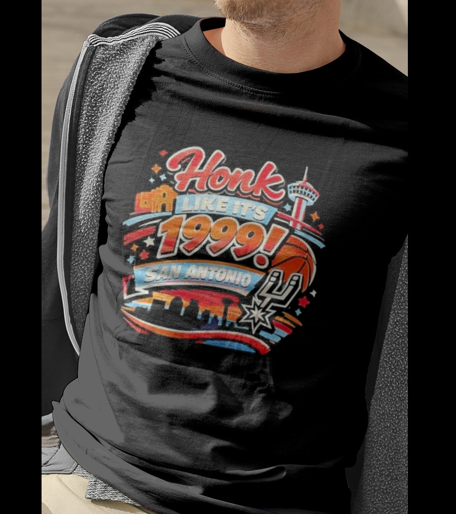 San Antonio Honk Like It's 1999 Basketball Arena Tower Fiesta T-Shirt