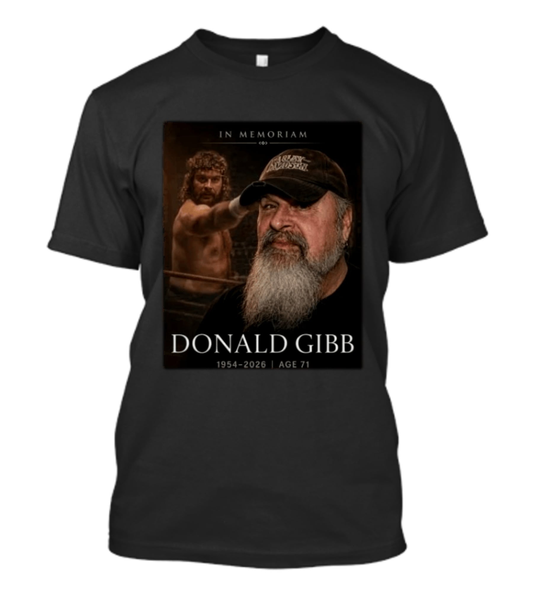 In Memoriam Donald Gibb 1954 2026 Age 71 Tribute With Harley Davidson Hat And Boxing Scene T-Shirt