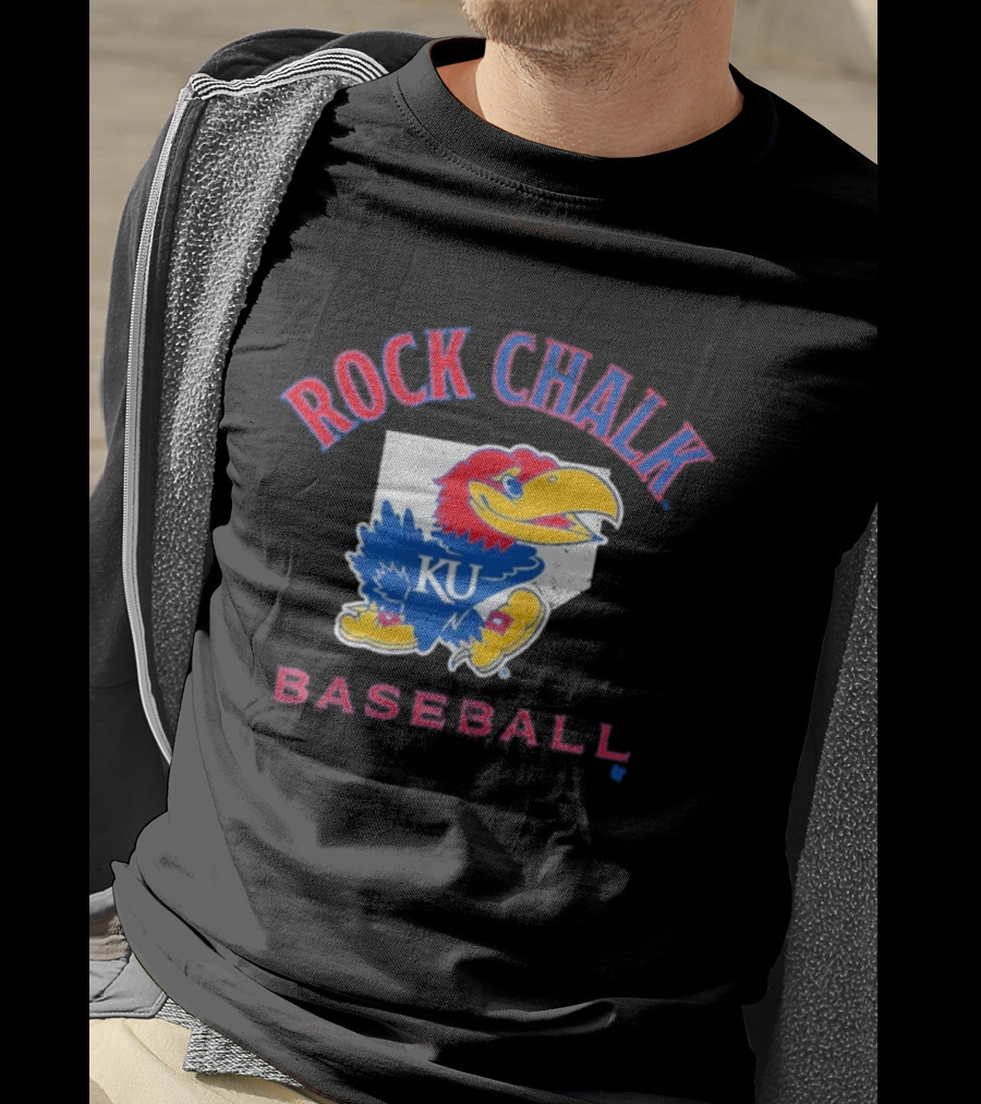 Rock Chalk KU Baseball Jayhawk Home Plate Kansas T-Shirt