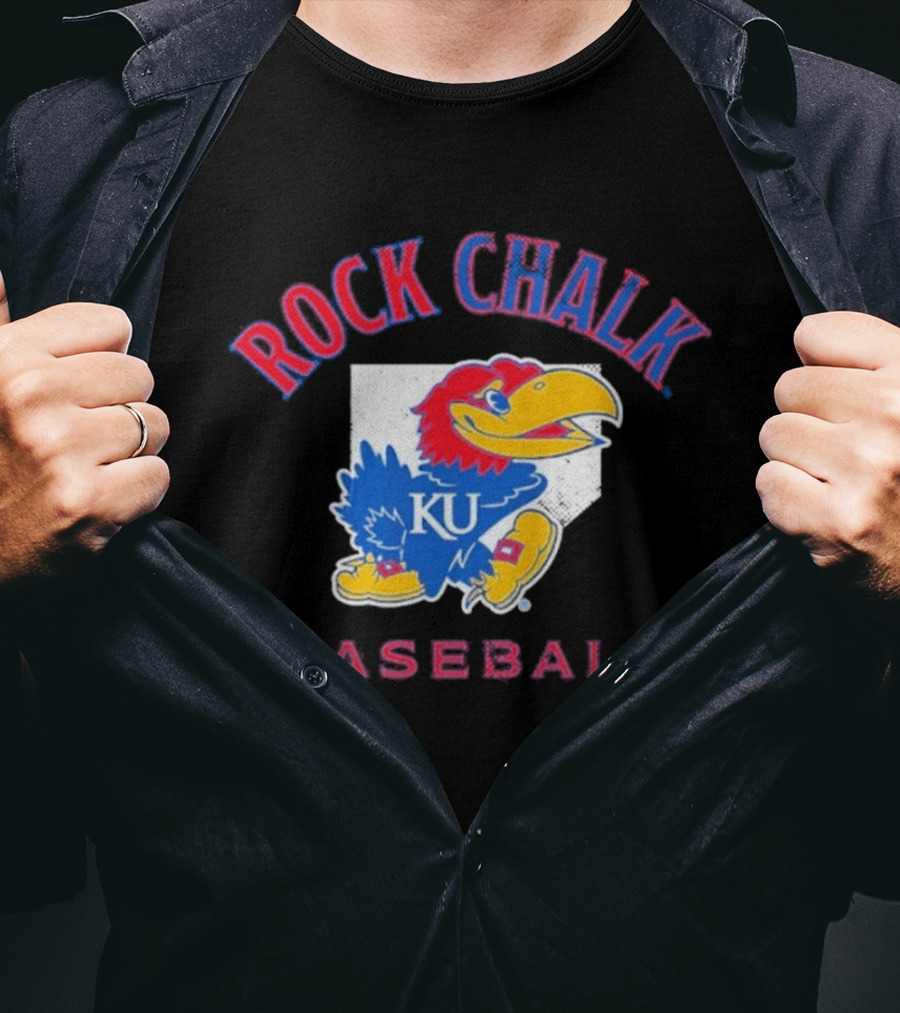 Rock Chalk KU Baseball Jayhawk Home Plate Kansas T-Shirt