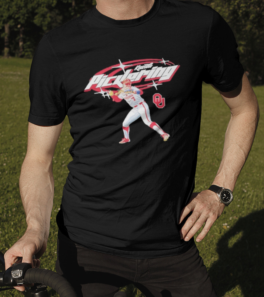 Kasidi Pickering Oklahoma Softball Player Action Sparkle OU T-Shirt