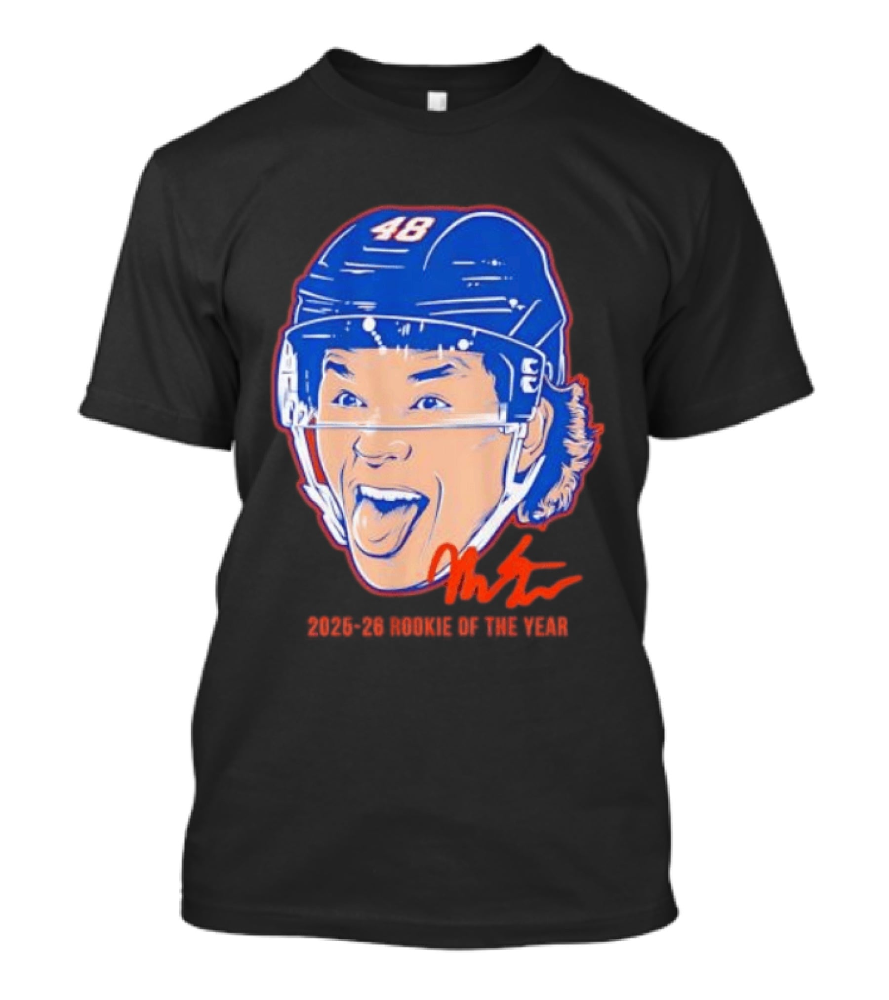 Matthew Schaefer Islanders ROTY 2025 26 Swag Helmet 48 Signature T-Shirt