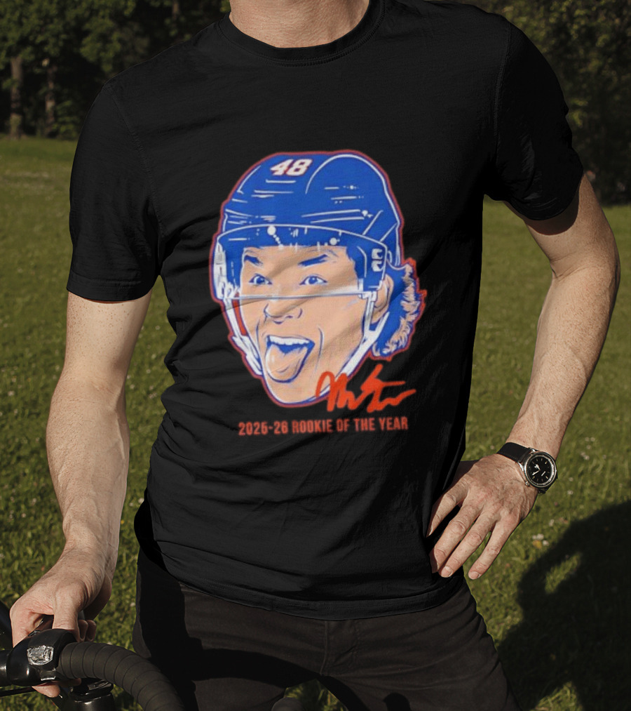Matthew Schaefer Islanders ROTY 2025 26 Swag Helmet 48 Signature T-Shirt
