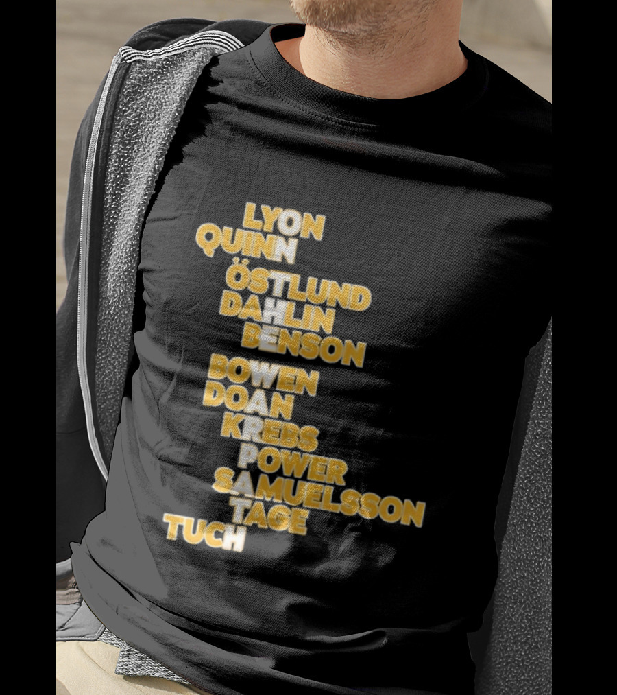 Lyon Quinn Östlund Dahlin Benson Bowen Doan Krebs Power Samuelsson Tage Tuch Buffalo Sabres 2026 T-Shirt