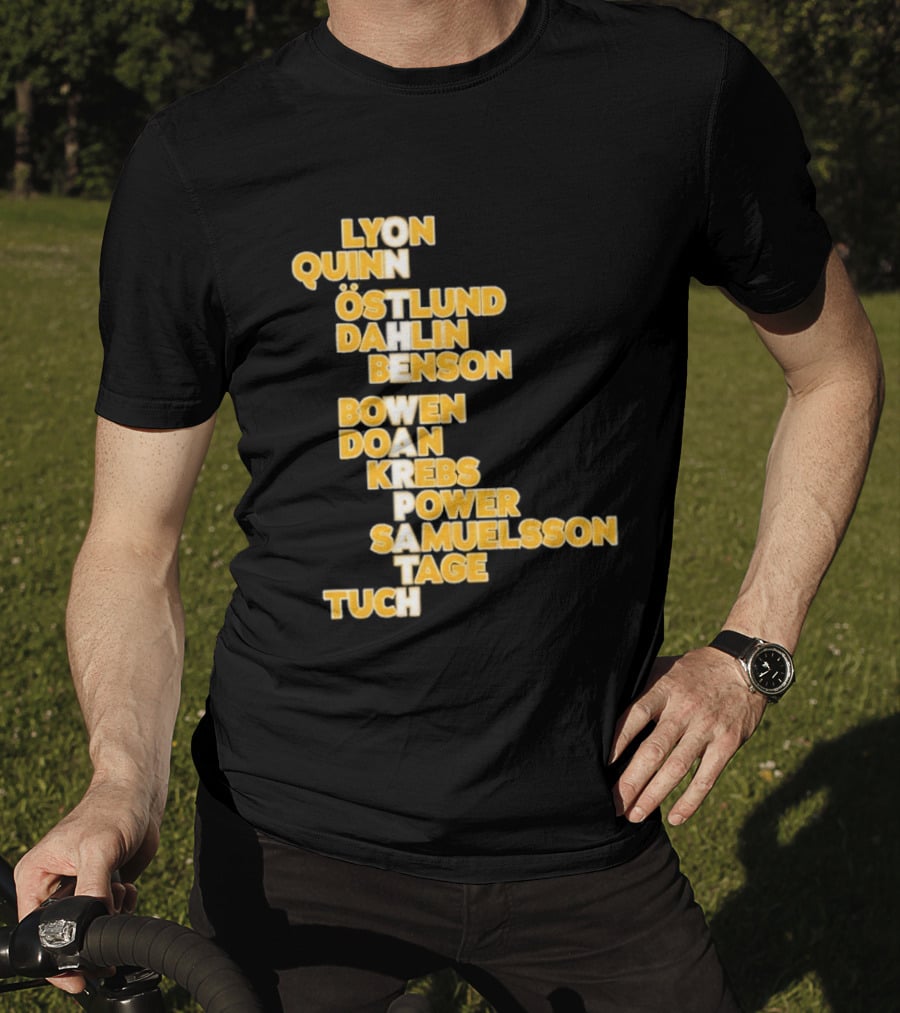 Lyon Quinn Östlund Dahlin Benson Bowen Doan Krebs Power Samuelsson Tage Tuch Buffalo Sabres 2026 T-Shirt