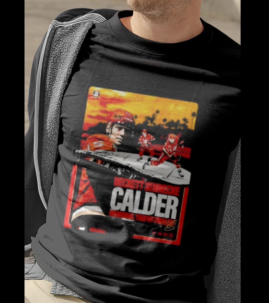 Beckett Sennecke Calder Memorial Trophy Finalist Hockey Player Action Scene T-Shirt