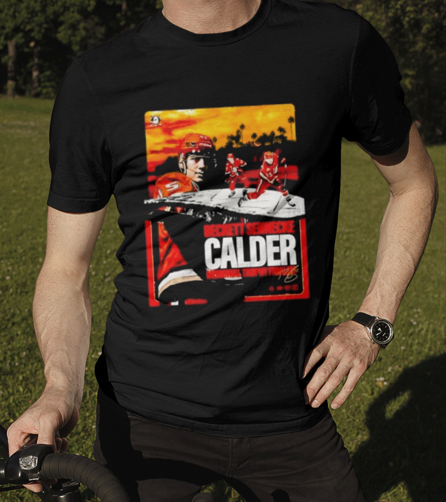 Beckett Sennecke Calder Memorial Trophy Finalist Hockey Player Action Scene T-Shirt