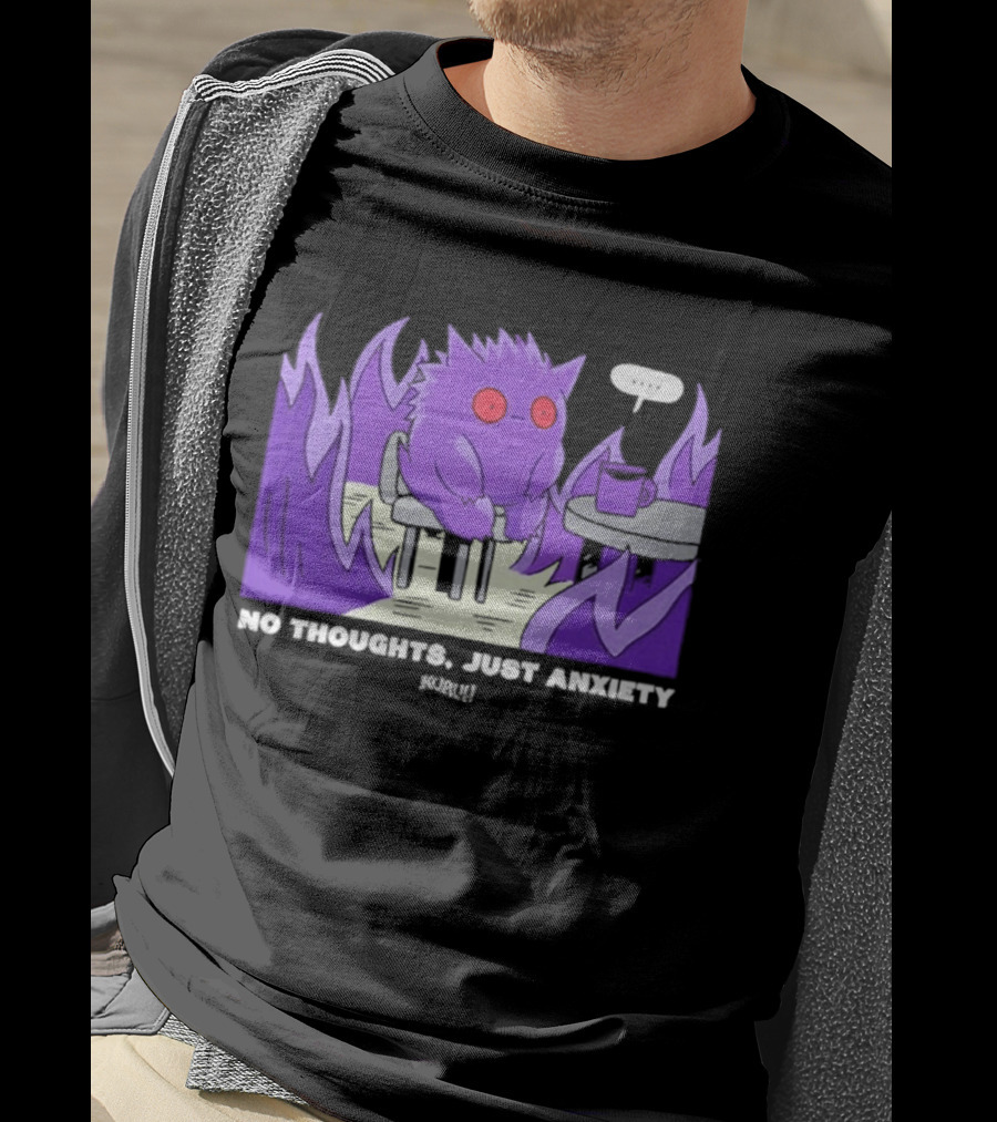 Pokemon Gengar No Thoughts Just Anxiety Purple Flame T-Shirt