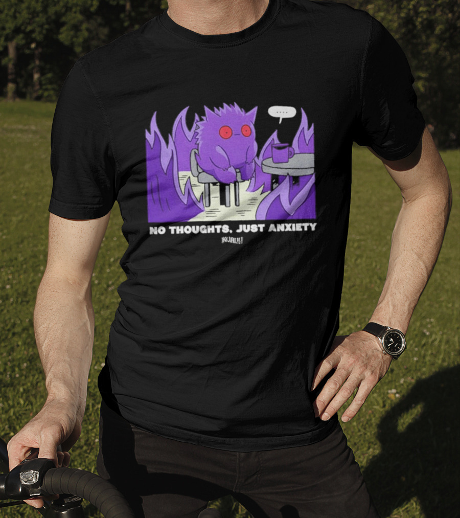 Pokemon Gengar No Thoughts Just Anxiety Purple Flame T-Shirt