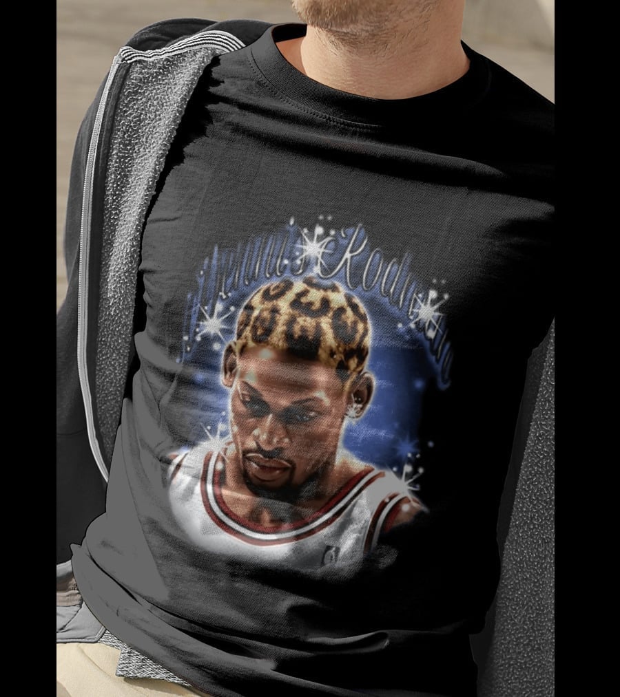 Dennis Rodman Chicago Bulls NBA Number 91 Twinkle Classic Leopard Hair T-Shirt