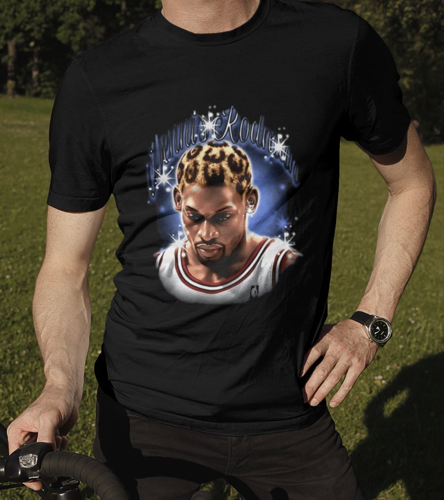 Dennis Rodman Chicago Bulls NBA Number 91 Twinkle Classic Leopard Hair T-Shirt