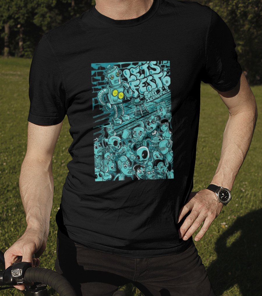 LET'S FEST 6 SEP 9 6 2026 Indianapolis Robot And Alien Crowd T-Shirt