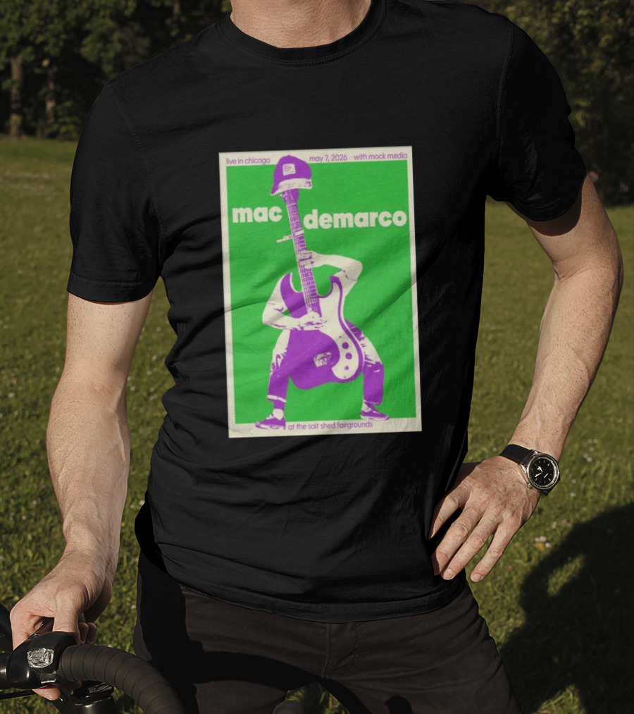 Mac Demarco Live In Chicago May 7 2026 At The Salt Shed Fairgrounds With Mock Media T-Shirt