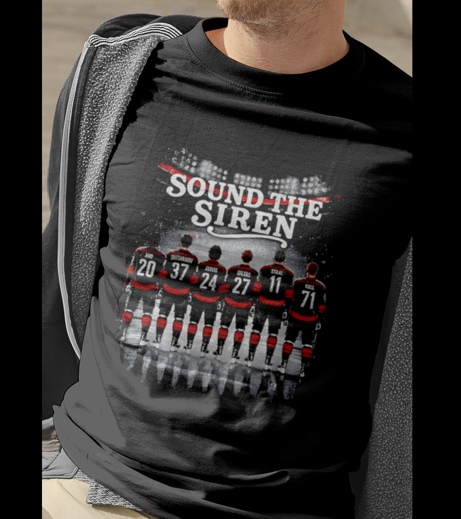 Carolina Hurricanes Sound The Siren Hockey Players Numbers 20 37 24 27 11 71 T-Shirt